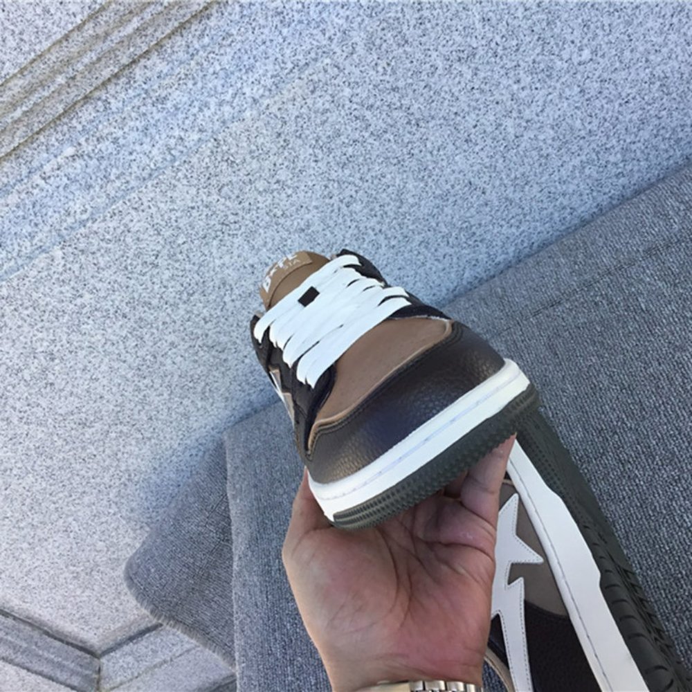 A Bathing Ape Bape SK8 Sta Brown Ivory Sneakers - Picture 3 of 10